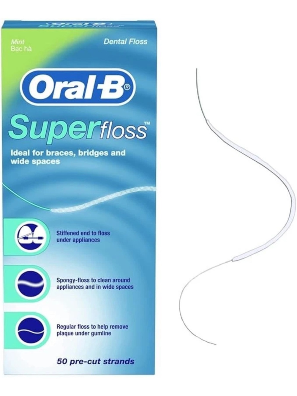 Oral-B Superfloss Mint Dental Floss - Blue/Green Box